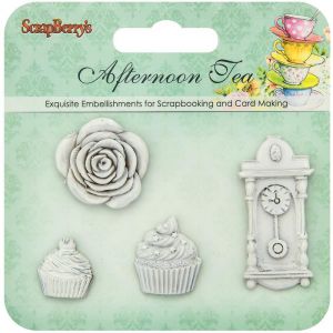 Ozdoby polimerowe Scrap Berry's Afternoon Tea Party, 4szt